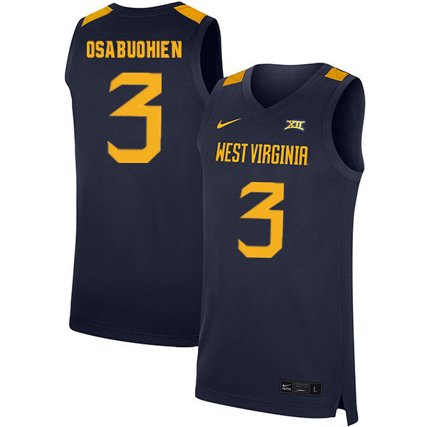 2020 Men #3 Gabe Osabuohien West Virginia Mountaineers College Basketball Jerseys Sale-Navy